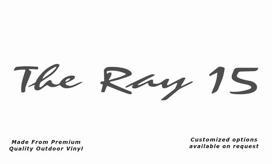Avan the ray 15 caravan replacement vinyl decal sticker in dark grey.