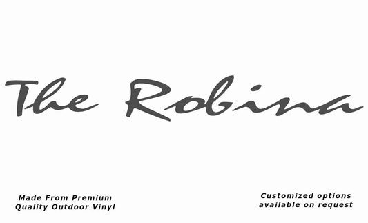 Avan the robina caravan replacement vinyl decal sticker in dark grey.
