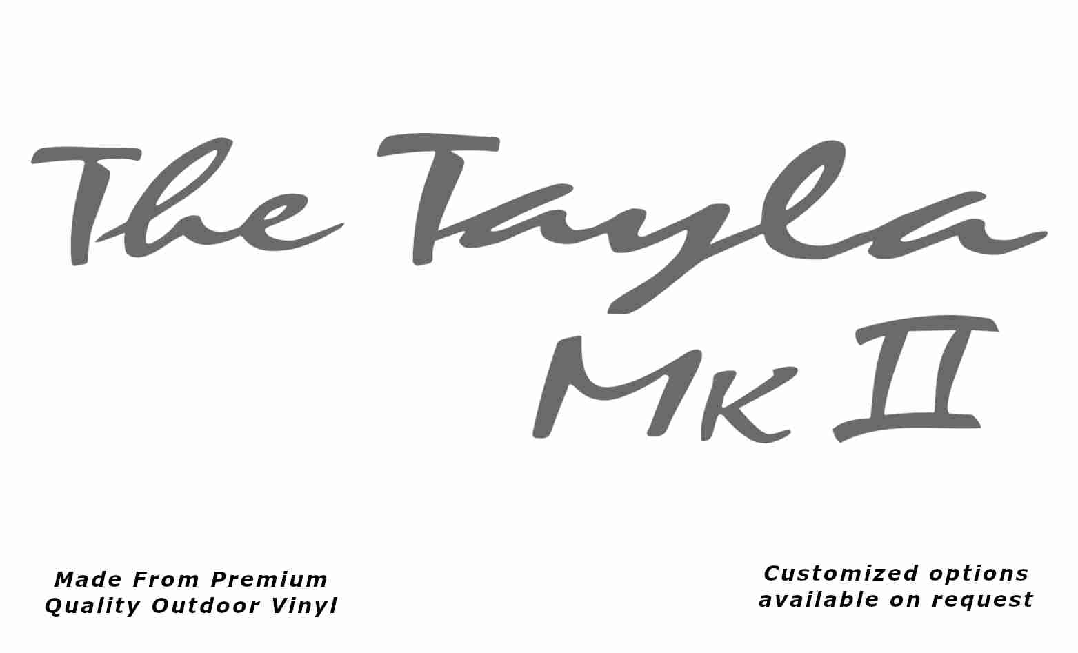 Avan the tayla mk ii caravan replacement vinyl decal sticker in silver grey.