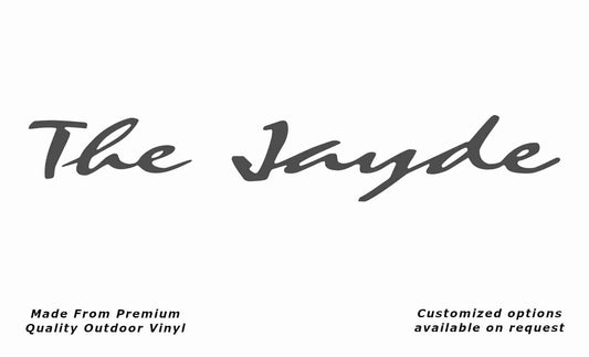 Avan the jayde caravan replacement vinyl decal sticker in dark grey.