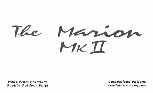 Avan the marion mkii caravan replacement vinyl decal sticker in dark grey.