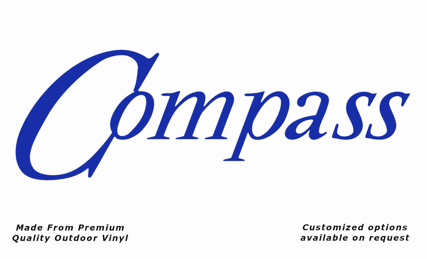 Compass caravan replacement vinyl decal sticker in brilliant blue.