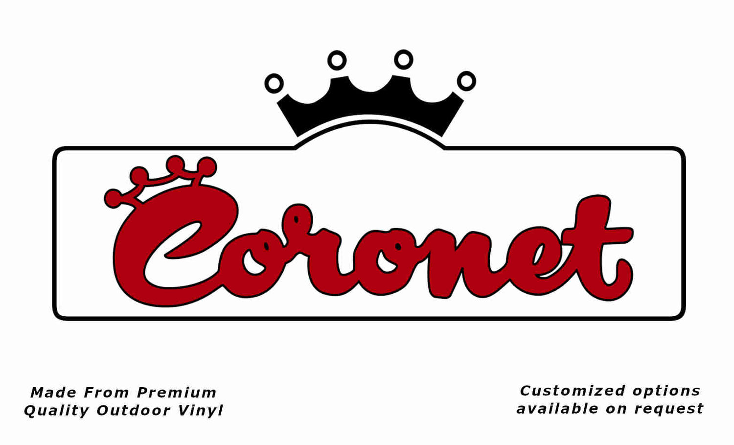 Coronet 1970-80s caravan replacement vinyl decal sticker in black and red.