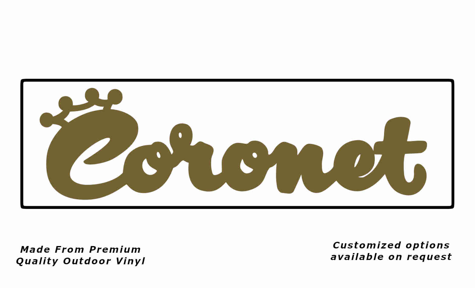 Coronet with border caravan replacement vinyl decal sticker in gold and black.