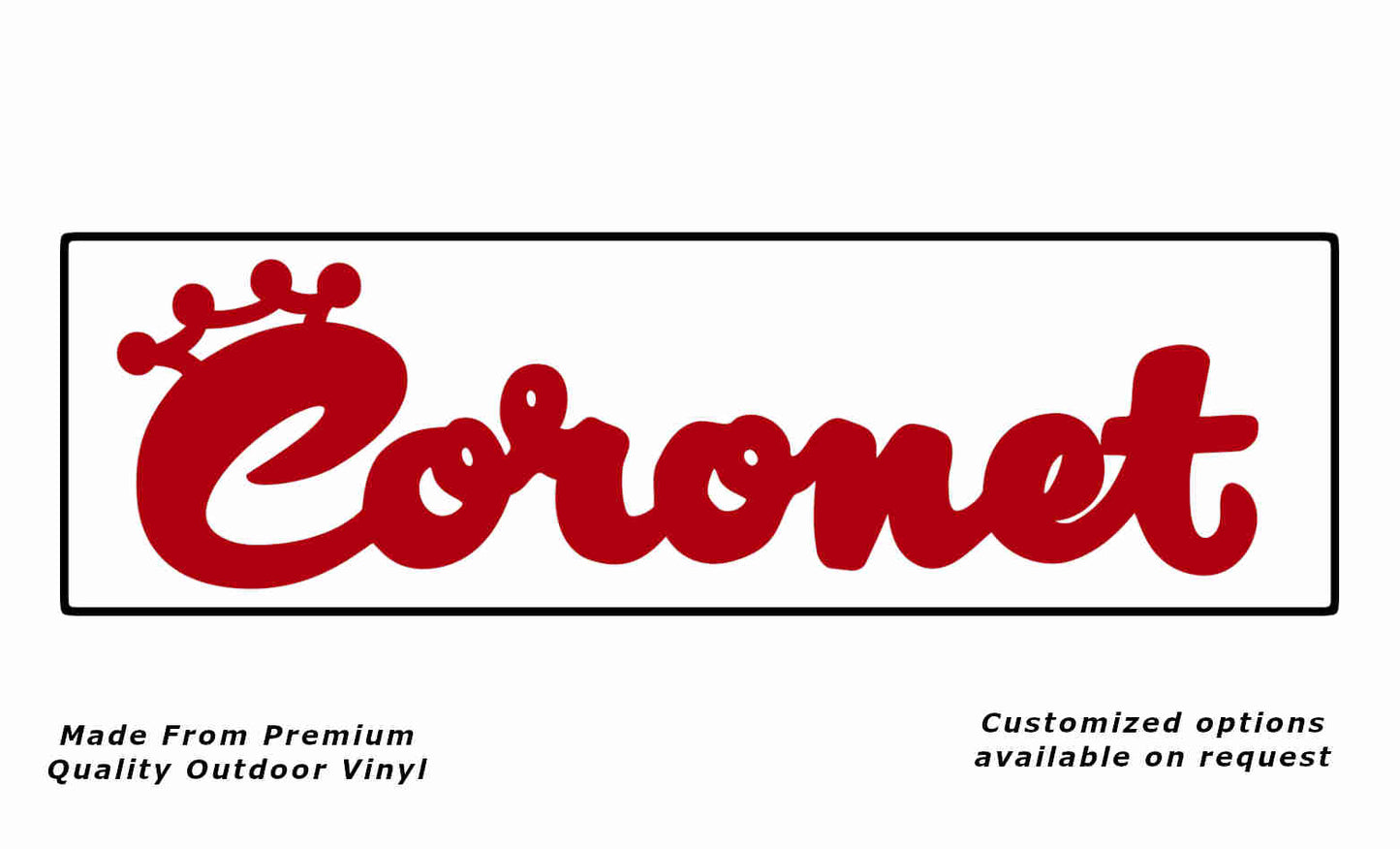 Coronet with border caravan replacement vinyl decal sticker in red and black.