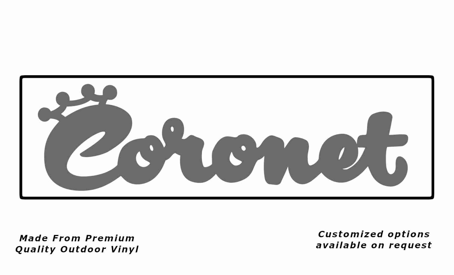 Coronet with border caravan replacement vinyl decal sticker in silver grey and black.