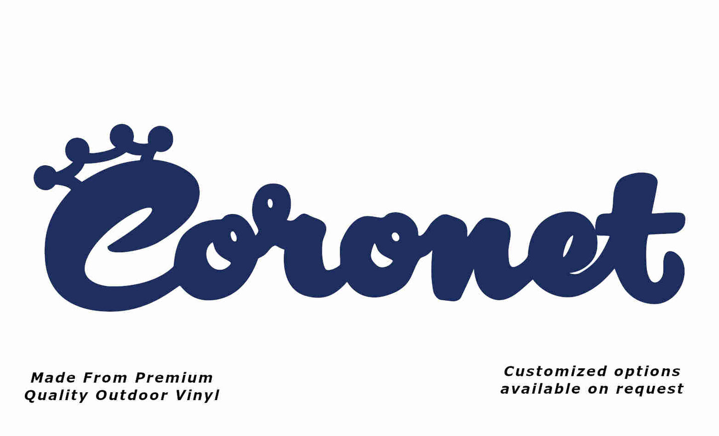 Coronet plain caravan replacement vinyl decal sticker in dark blue.