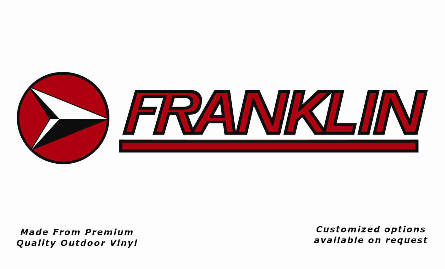 Franklin arrowhead v1 caravan replacement vinyl decal sticker in black and red.