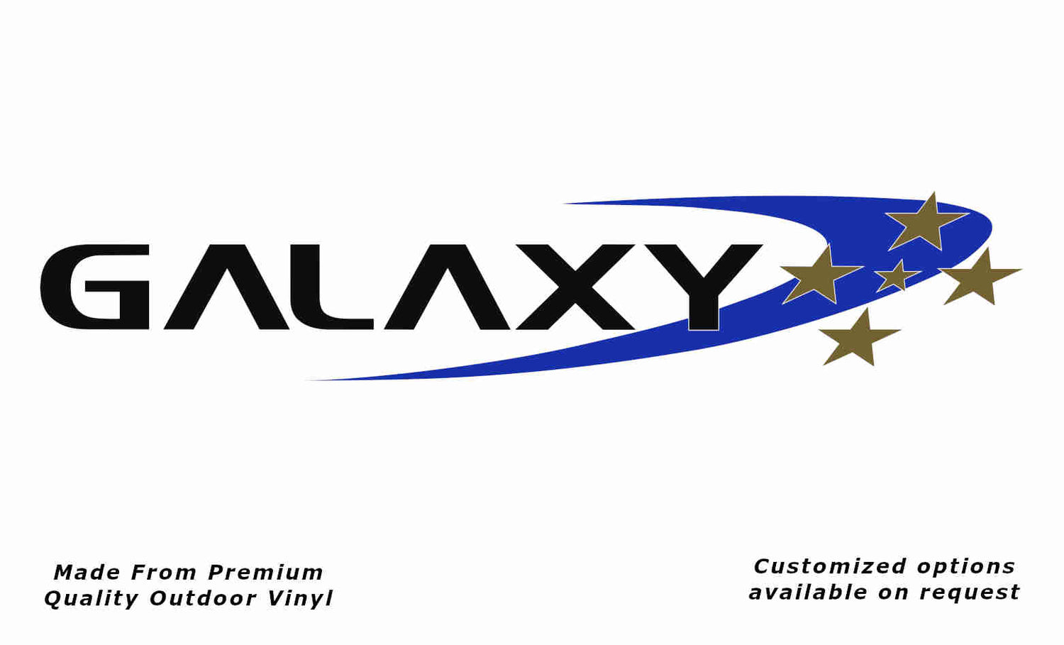 Galaxy caravan replacement vinyl decal sticker in black, gold and brilliant blue.