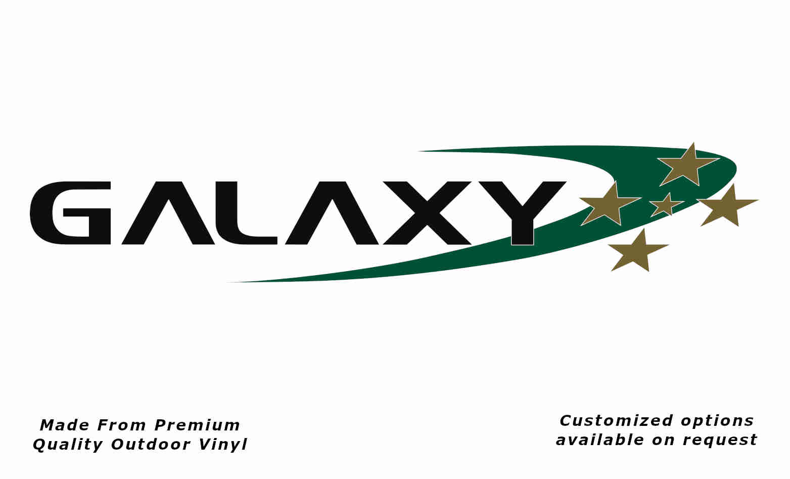 Galaxy caravan replacement vinyl decal sticker in black, gold and forest green.