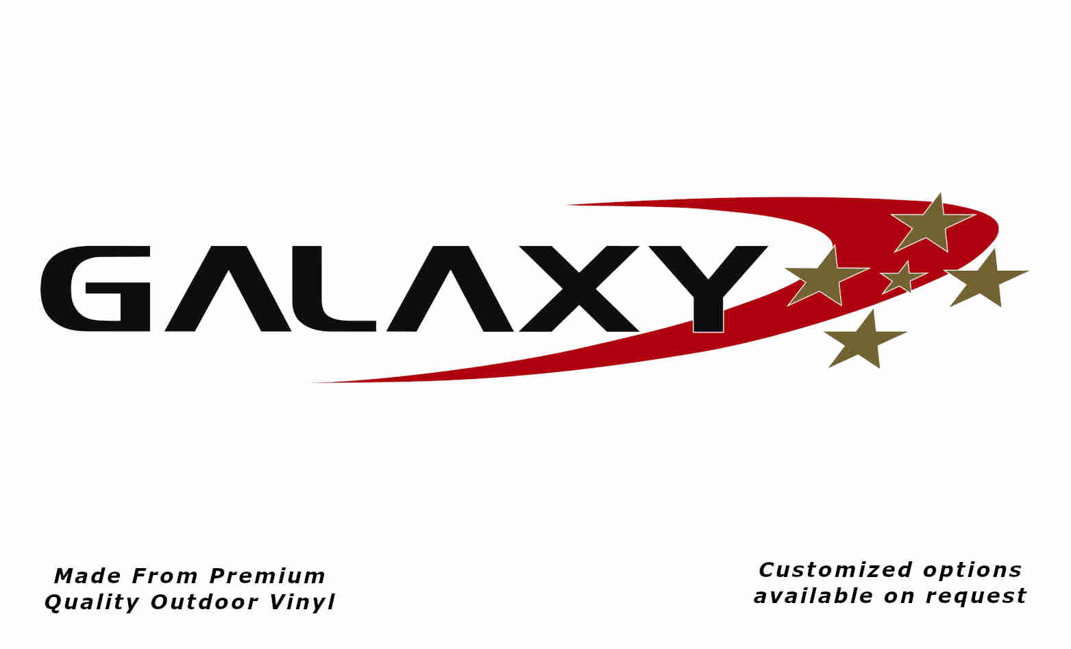 Galaxy caravan replacement vinyl decal sticker in black, gold and red.