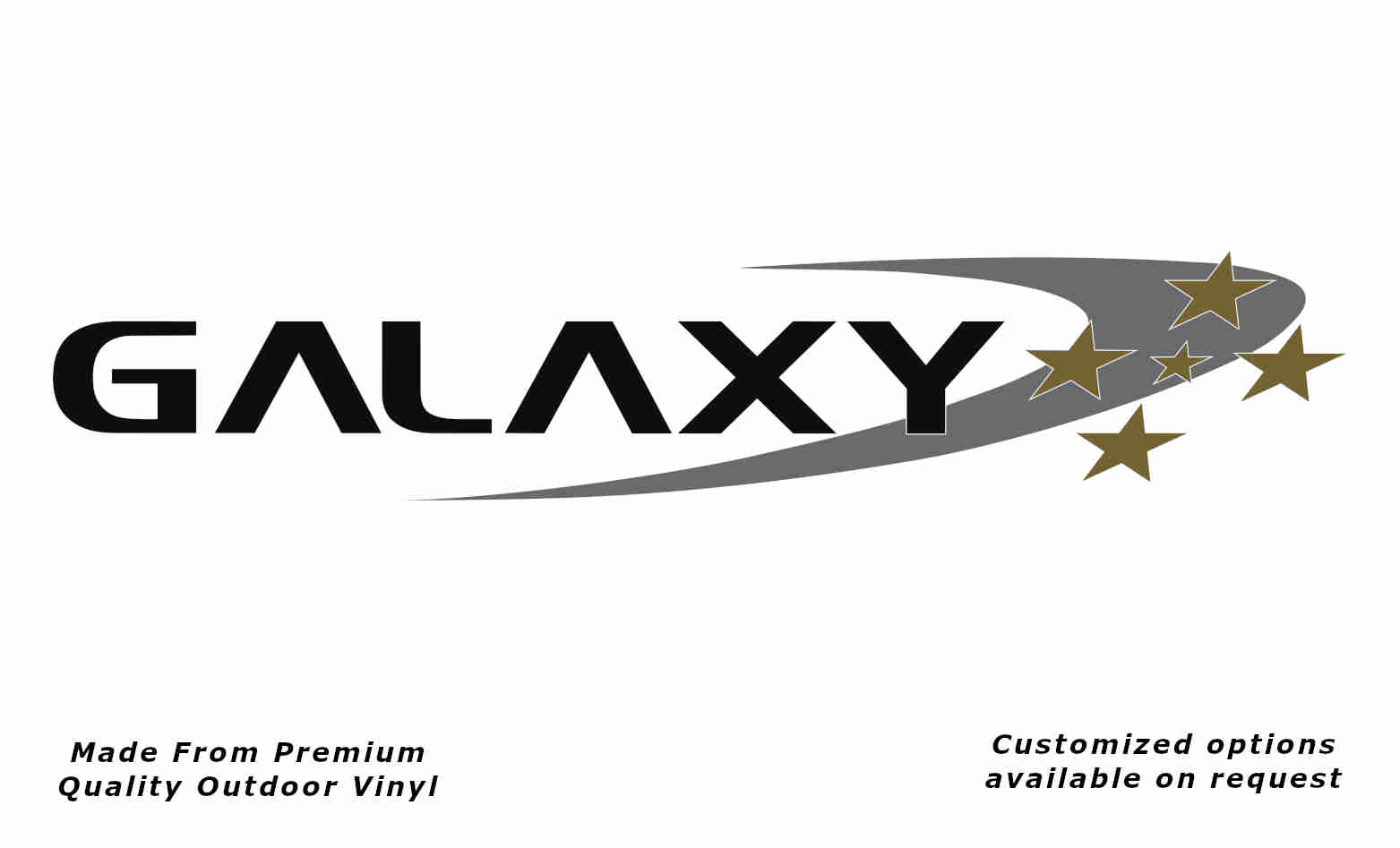 Galaxy caravan replacement vinyl decal sticker in black, gold and silver grey.