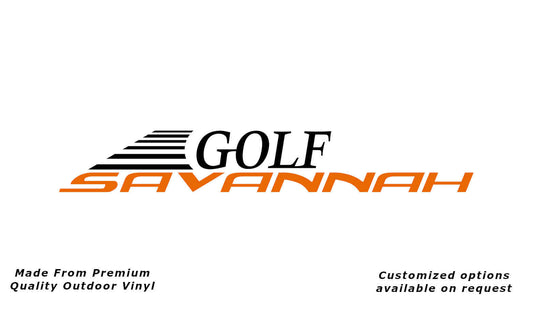 Golf Savannah 2017 caravan replacement vinyl decal in black and orange.