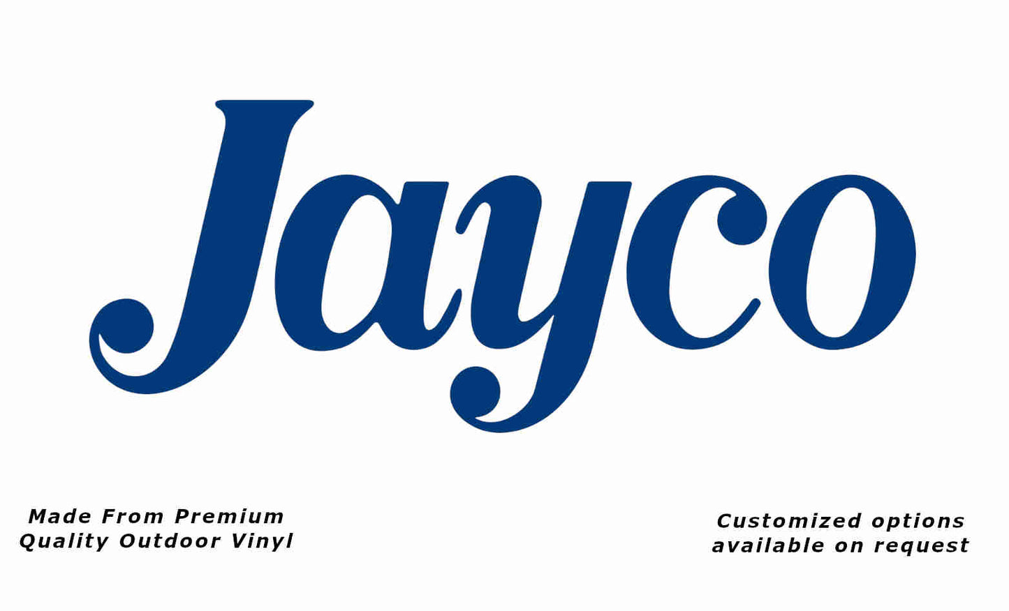 Jayco 1980+ caravan replacement vinyl decal sticker in blue.
