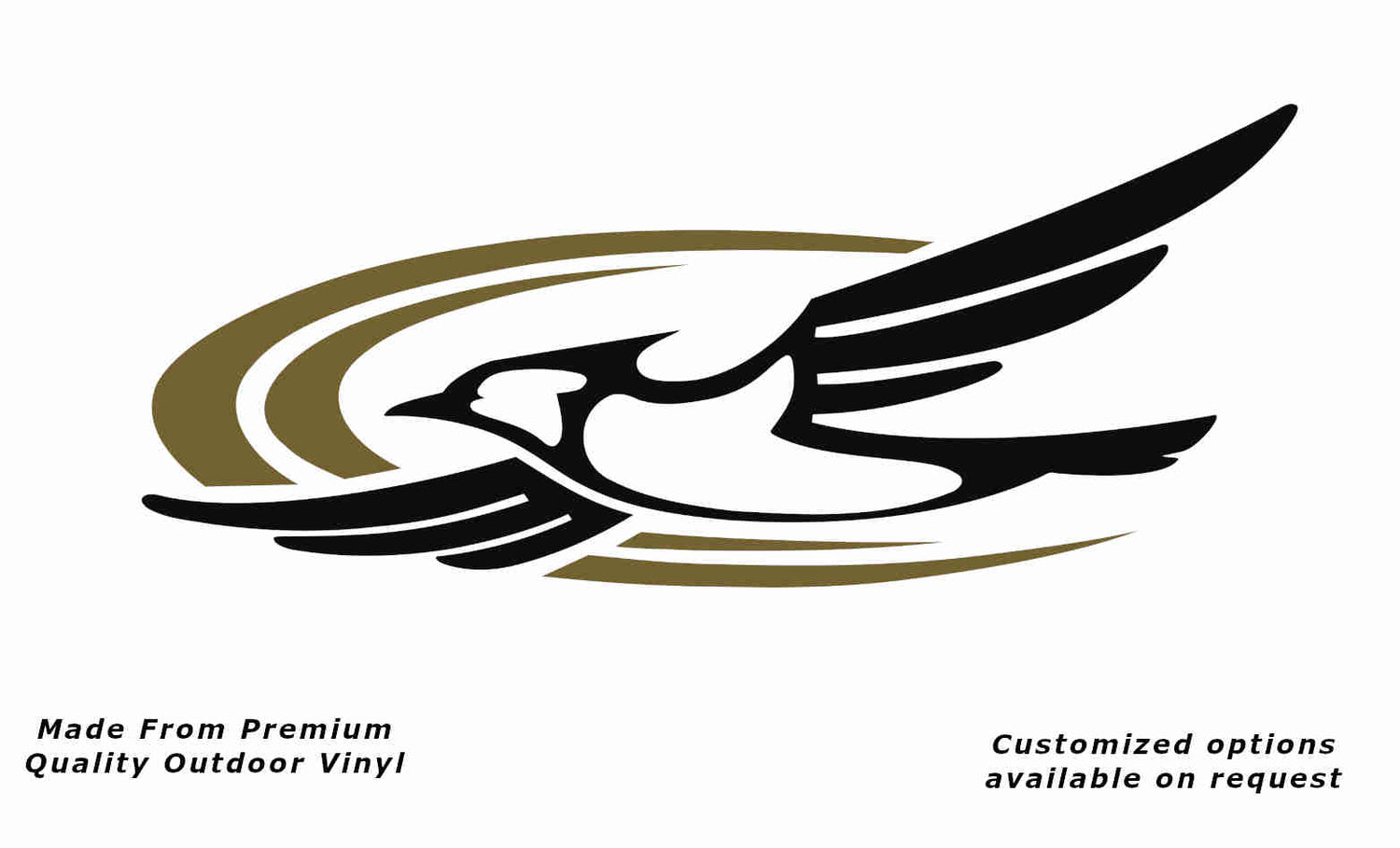 Jayco bird 2000-2010 left caravan replacement vinyl decal sticker in black with a gold crescent.