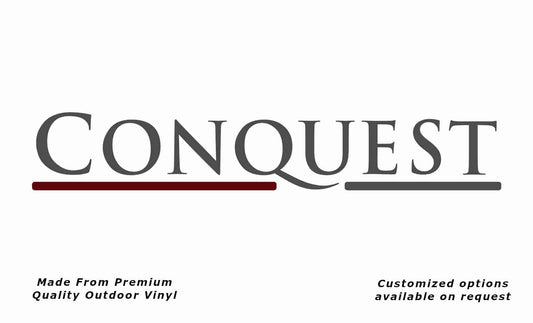 Jayco conquest 2006 caravan vinyl replacement decal sticker in dark grey and purple-red.