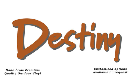Jayco Destiny 2006-07 caravan replacement vinyl decal sticker in terracotta and silver.