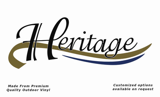 Jayco heritage 2002 caravan vinyl replacement decal sticker in black, gold and dark-blue.