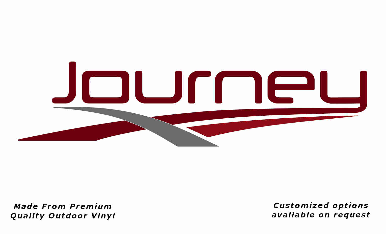 Jayco Journey 2014 caravan vinyl replacement decal sticker in burgundy, silver-grey and dark red.