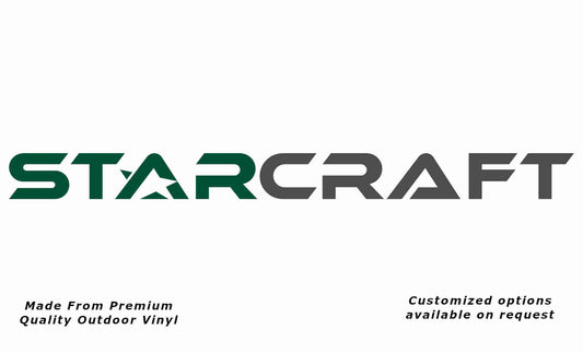 Jayco starcraft 2011 caravan vinyl replacement decal sticker in forest green and dark-grey.