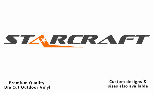 Jayco starcraft 2013 caravan vinyl replacement decal sticker in metallic charcoal and pastel orange.