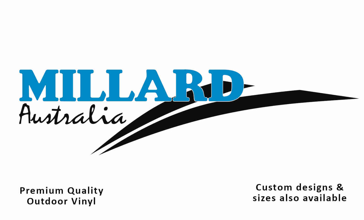 Millard Australia caravan vinyl replacement decal sticker in black and light-blue.