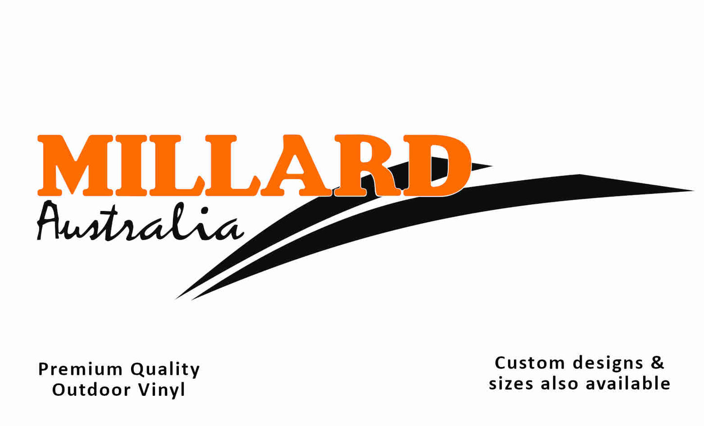 Millard Australia caravan vinyl replacement decal sticker in black and pastel orange.