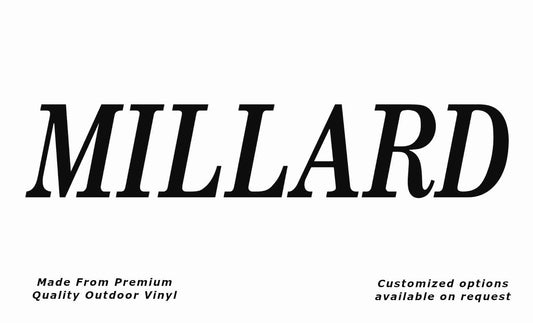 Millard plain caravan replacement decals and stickers in black.