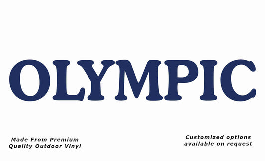 Olympic 1997 caravan replacement vinyl decal in dark blue.