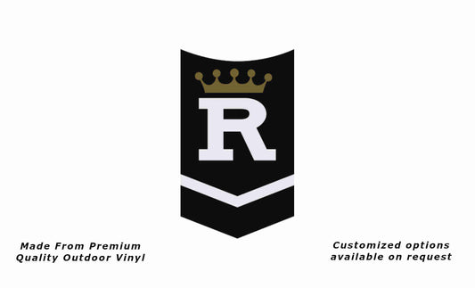 Regal shield caravan replacement vinyl decal in black, white and gold.