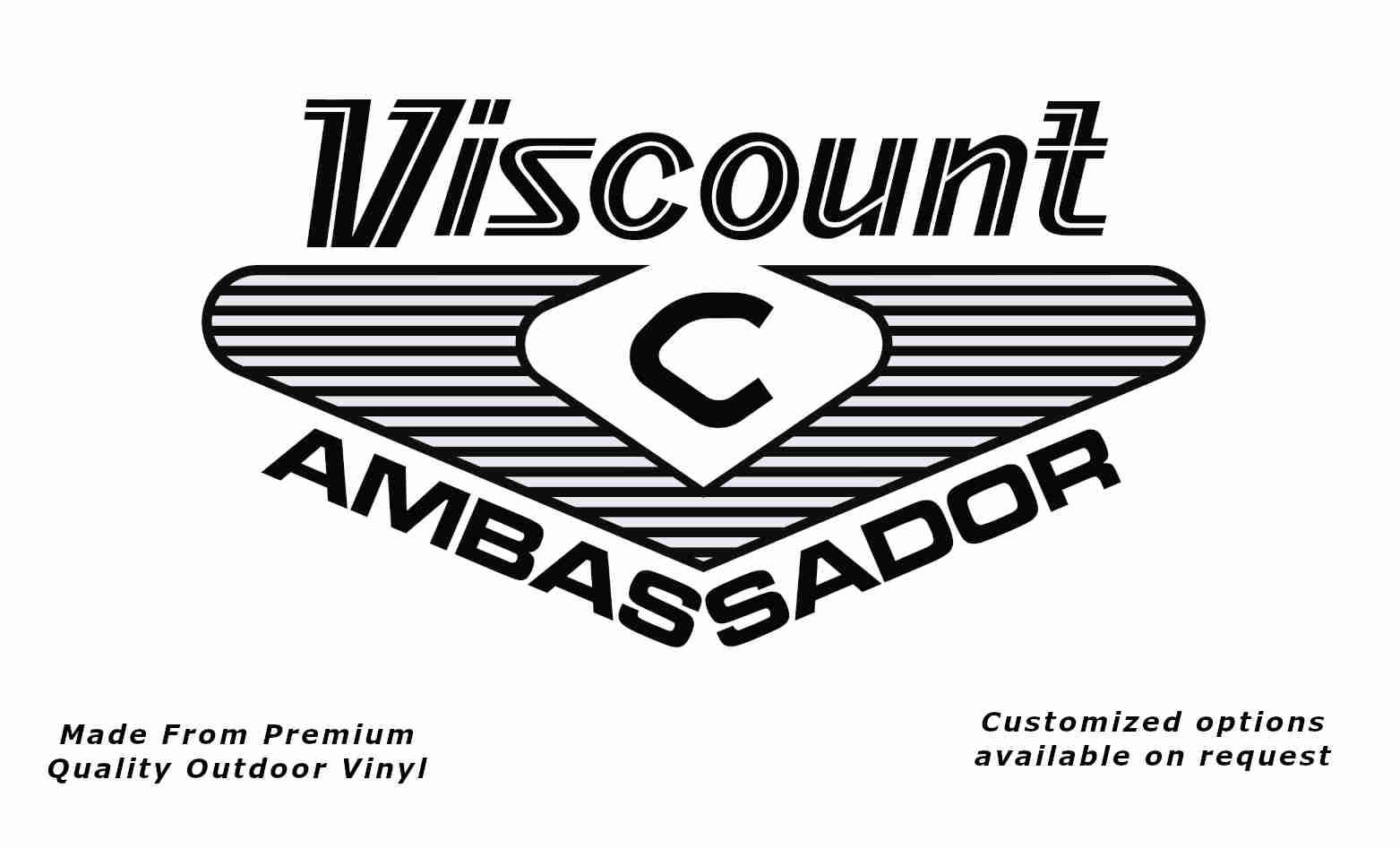 iscount ambassador 1970s caravan vinyl replacement decal sticker in black.