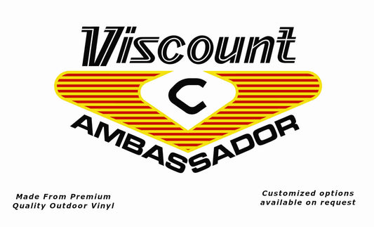 Viscount ambassador 1970s caravan vinyl replacement decal sticker in black, red and yellow.