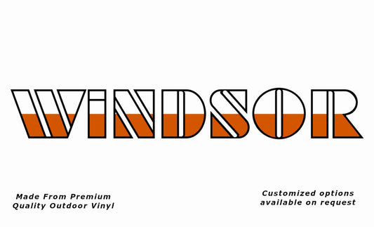 Windsor 1980s v1 half-fill caravan replacement vinyl decal sticker in black and pastel orange.