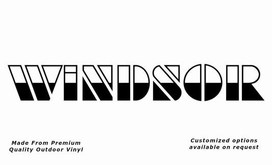 Windsor 1980s v2 half-fill caravan replacement vinyl decal sticker in black.
