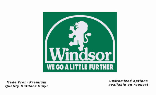 Windsor we go a little further 1979-80 caravan replacement vinyl decal sticker in green and white.