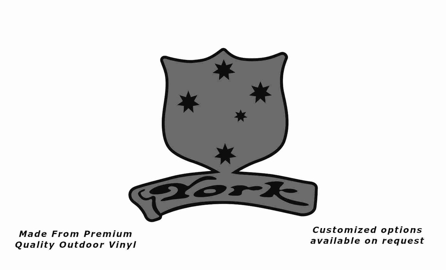 York 2005 caravan replacement vinyl decal in silver and black.